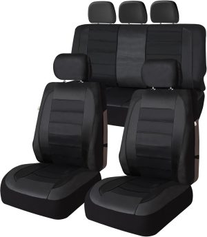 61IyO2CY8L._AC_SL1500_ Universal Fit Premier Leatherette Seat Covers - Full Set - Black