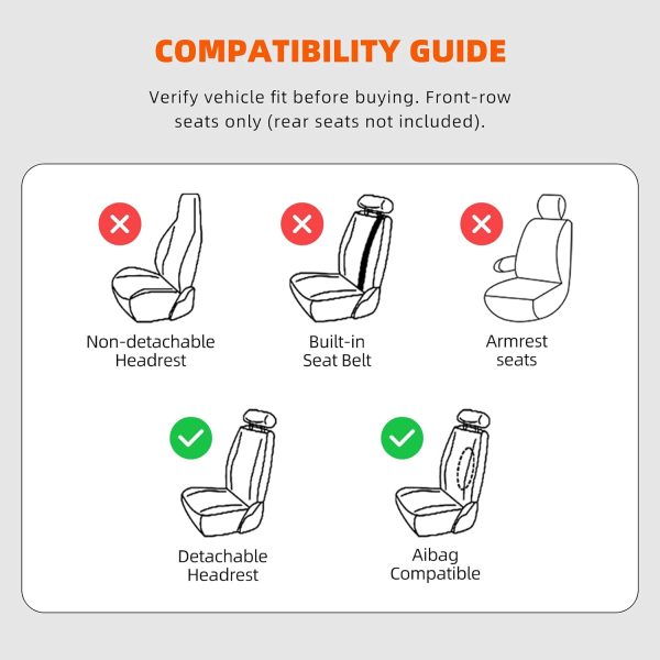 61MJ2BIdeIL._AC_SL1500_ 2-Seat Waterproof Breathable Nappa Leather Car Seat Cover Set (Front), Airbag Compatible, Car Seat Protector - Black Coffee