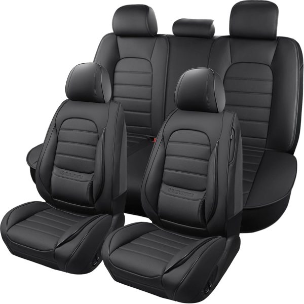 61egZ6jNTkL._AC_SL1500_ Universal Leather Car Seat Cover Full Set (5Pcs) – Waterproof, Breathable, Black