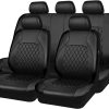 61o1Jw5j7L._AC_SL1200_ Universal Deluxe Pu Luxury Vinyl Faux Leather Car Seat Covers Full Set, Airbag Compatible, Breathable, Fit for Cars, Trucks, SUV (All Black)