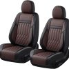 61tcjnzXNqL._AC_SL1500_ 2-Seat Waterproof Breathable Nappa Leather Car Seat Cover Set (Front), Airbag Compatible, Car Seat Protector - Black Coffee