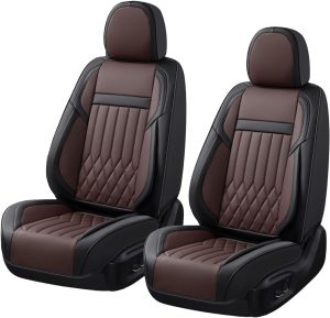 61tcjnzXNqL._AC_SL1500_ 2-Seat Waterproof Breathable Nappa Leather Car Seat Cover Set (Front), Airbag Compatible, Car Seat Protector - Black Coffee