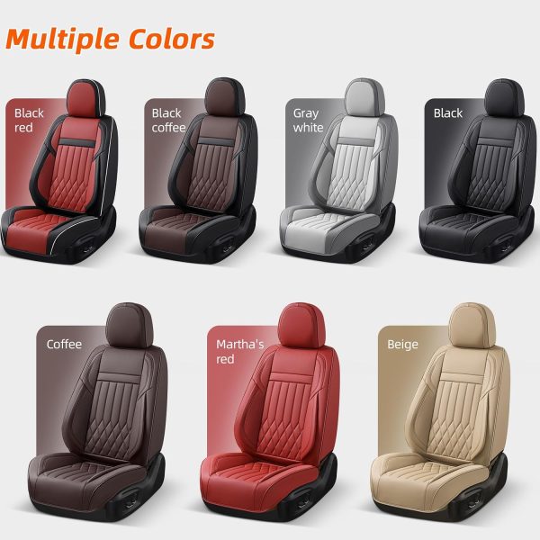 71FJi0w4FNL._AC_SL1500_ 2-Seat Waterproof Breathable Nappa Leather Car Seat Cover Set (Front), Airbag Compatible, Car Seat Protector - Black Coffee