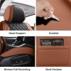 Brown Faux Leather Car Seat Cover Full Set – Universal Waterproof Non-Slip