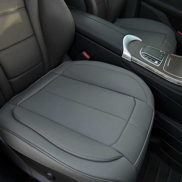 71ZNlcpsfQL._AC_SL1500_ 2 Pack Grey Leather Car Seat Bottom Covers, Anti-Slip Padded Cushion, Full Wrap Protector with Storage, Universal Fit
