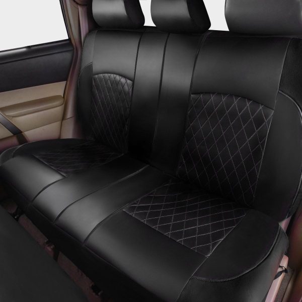 71b557SSodL._AC_SL1200_ Universal Deluxe Pu Luxury Vinyl Faux Leather Car Seat Covers Full Set, Airbag Compatible, Breathable, Fit for Cars, Trucks, SUV (All Black)