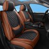 Brown Faux Leather Car Seat Cover Full Set – Universal Waterproof Non-Slip