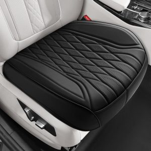 71i6wTg98wL._AC_SL1500_ 2 Pack Black Leather Bottom Front Seat Covers, Full Wrap, Waterproof for Most Cars, SUVs, Trucks