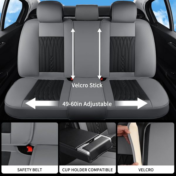 Full Set Faux Leather Car Seat Covers, Non-Slip, Gray-Black, 5 Seater