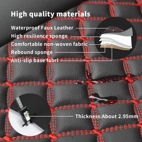 81TqHfwvMjL._AC_SL1500_ 2-Pack Waterproof Leather Car Seat Covers, Non-Slip, Airbag Compatible, Universal Fit for Cars, SUVs, Vans, Trucks (Black-Red)