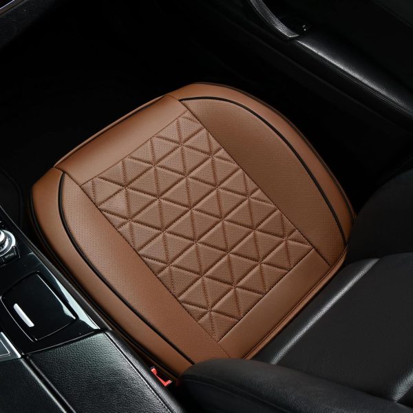 Luxury Leather Front seat Cover, Non Slip All Inclusive with Storage Bag, Suitable for 95% Sedan, SUV, Truck, 1 Piece Coffee
