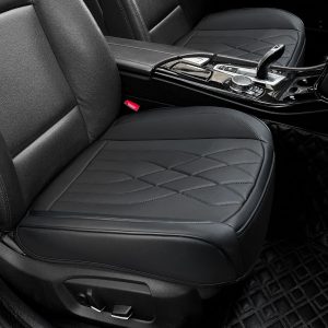 81wQ8qTfoEL._AC_SL1500_ 2 Pack Leather Front Car Seat Covers, Anti-Slip Full Wrap with Storage Pocket, Waterproof Bottom (Black)