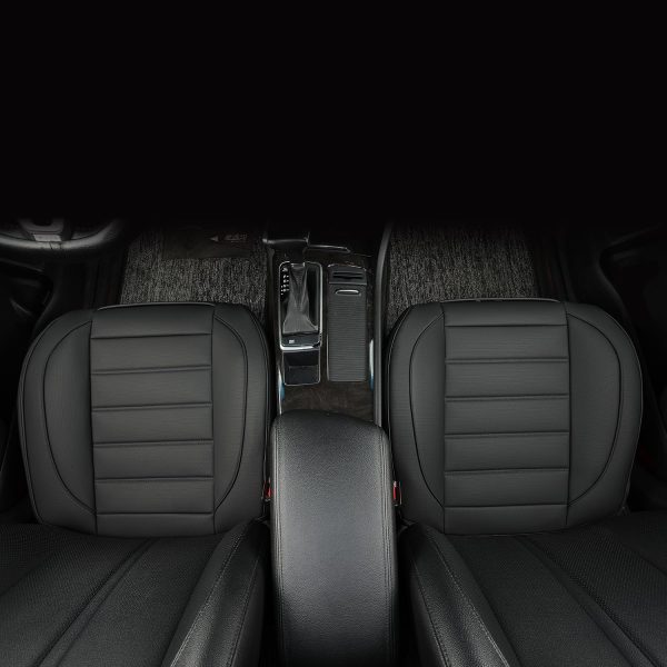 2 Pack Black Leather Front Seat Covers, Full Wrap, Waterproof – Fits Most Cars, Trucks, SUVs