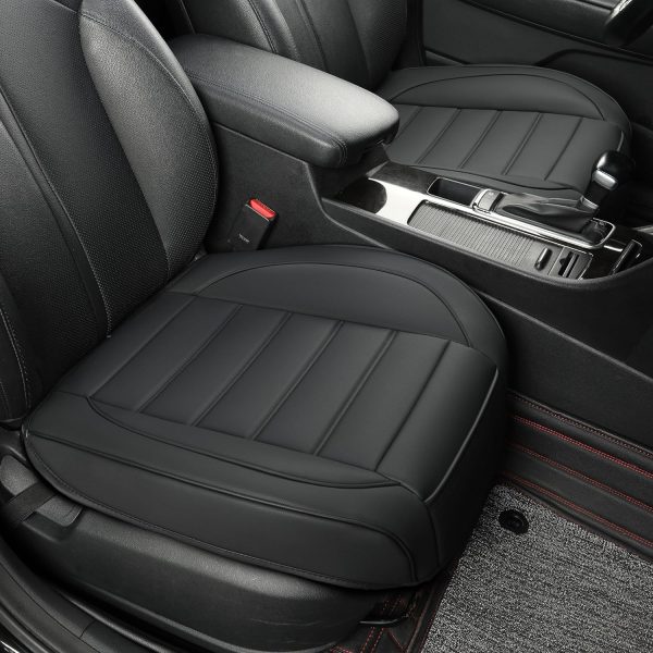 2 Pack Black Leather Front Seat Covers, Full Wrap, Waterproof – Fits Most Cars, Trucks, SUVs