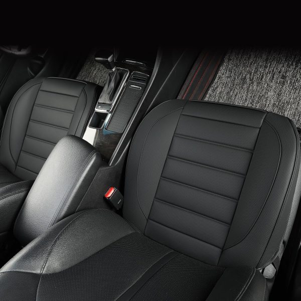 2 Pack Black Leather Front Seat Covers, Full Wrap, Waterproof – Fits Most Cars, Trucks, SUVs